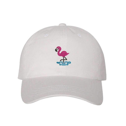 Embroidered flamingo on white baseball hat - DSY Lifestyle