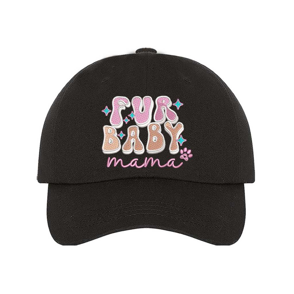 Fur Baby Mama Black Embroidered Hat