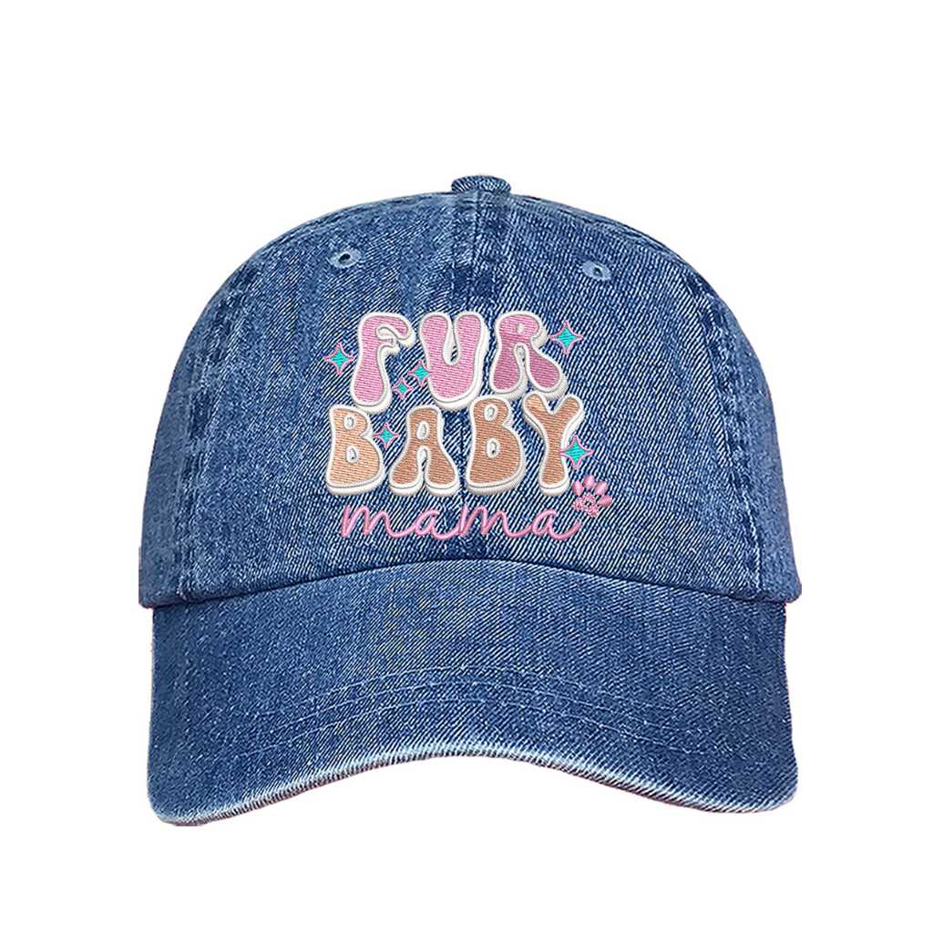 Fur Baby Mama Light Denim Embroidered Hat