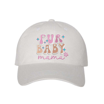Fur Baby Mama White Embroidered Hat