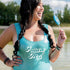 Plus size Female wearing Future Mrs. Aqua Glitter One Piece - DSY Lifestyle