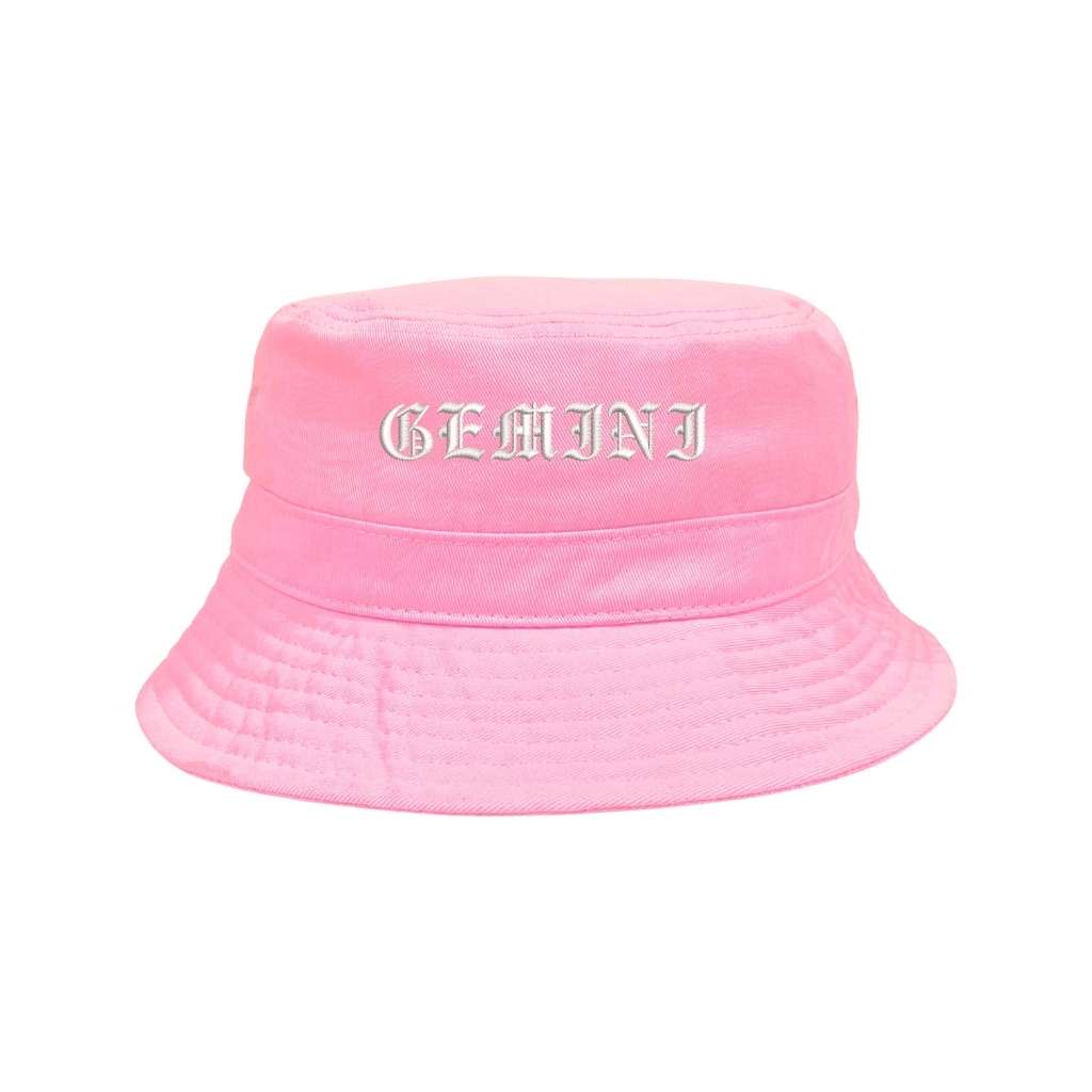 Embroidered Gemini on pink bucket hat - DSY Lifestyle