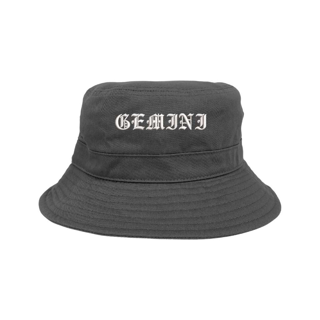 Embroidered Gemini on grey bucket hat - DSY Lifestyle