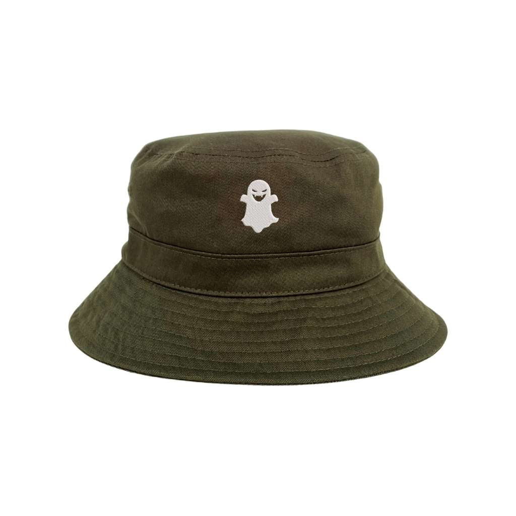 Embroidered ghost on olive bucket hat - DSY lifestyle