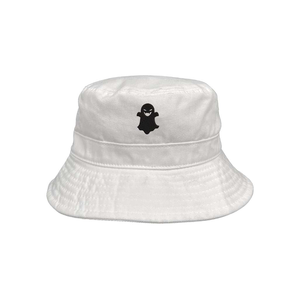 Embroidered ghost on white bucket hat - DSY lifestyle