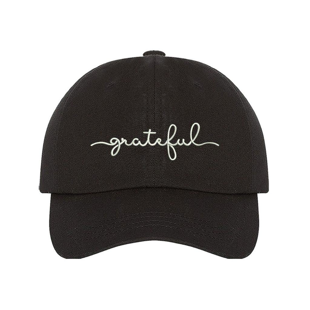 Black Baseball Hat embroidered with grateful - DSY Lifestyle