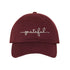 Burgundy Baseball Hat embroidered with grateful - DSY Lifestyle