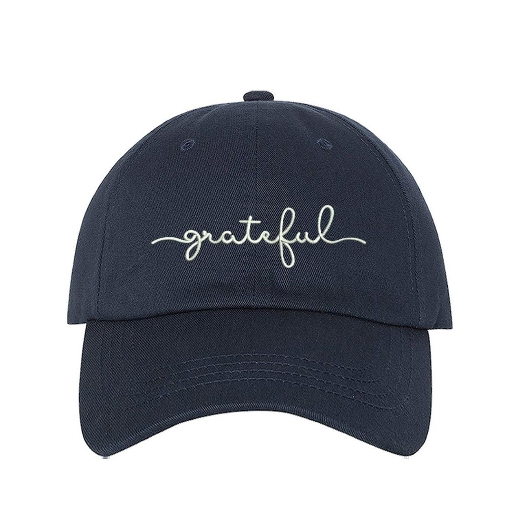Navy Baseball Hat embroidered with grateful - DSY Lifestyle