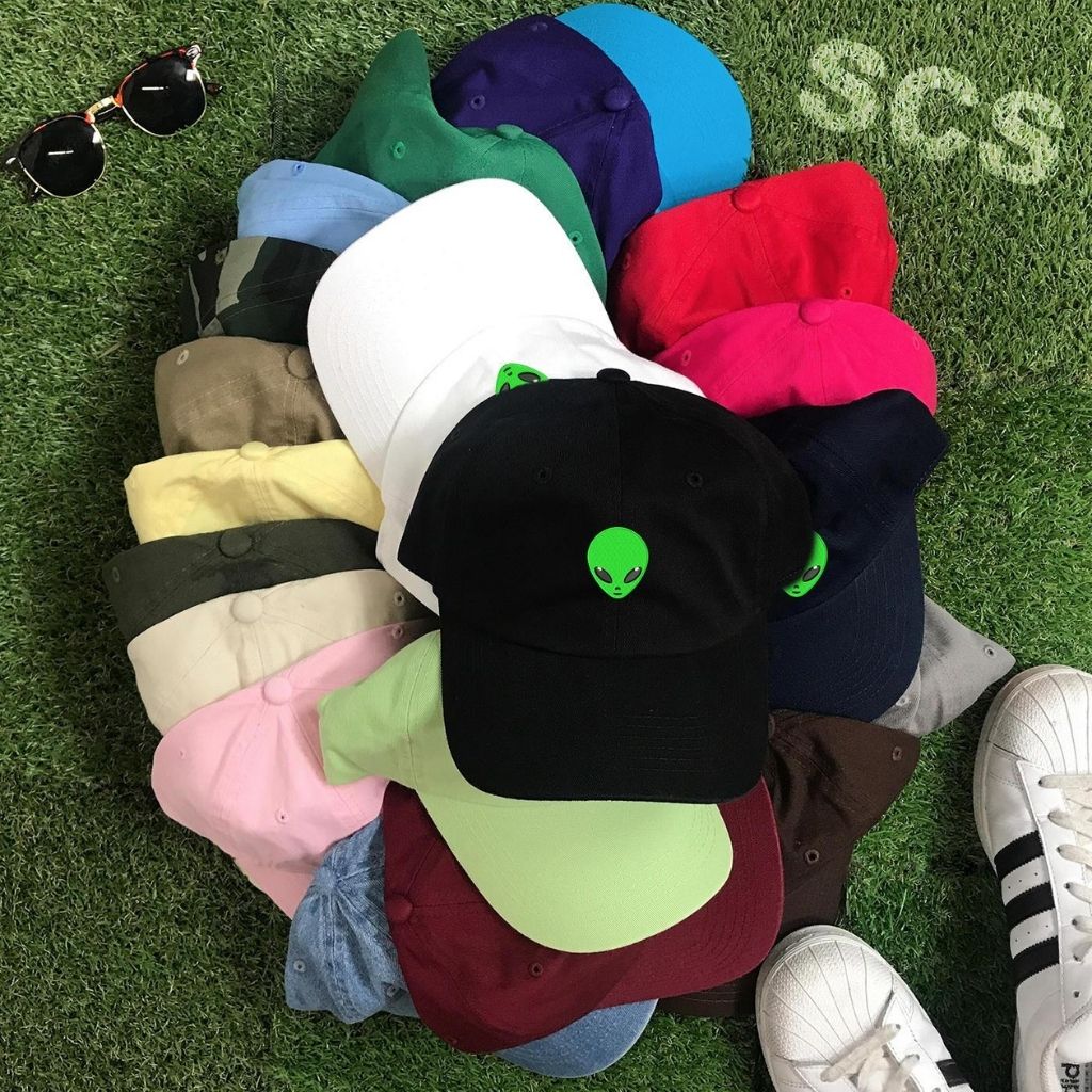 all colors baseball hats embroidered with a green alien in the front - DSY Lifestyle