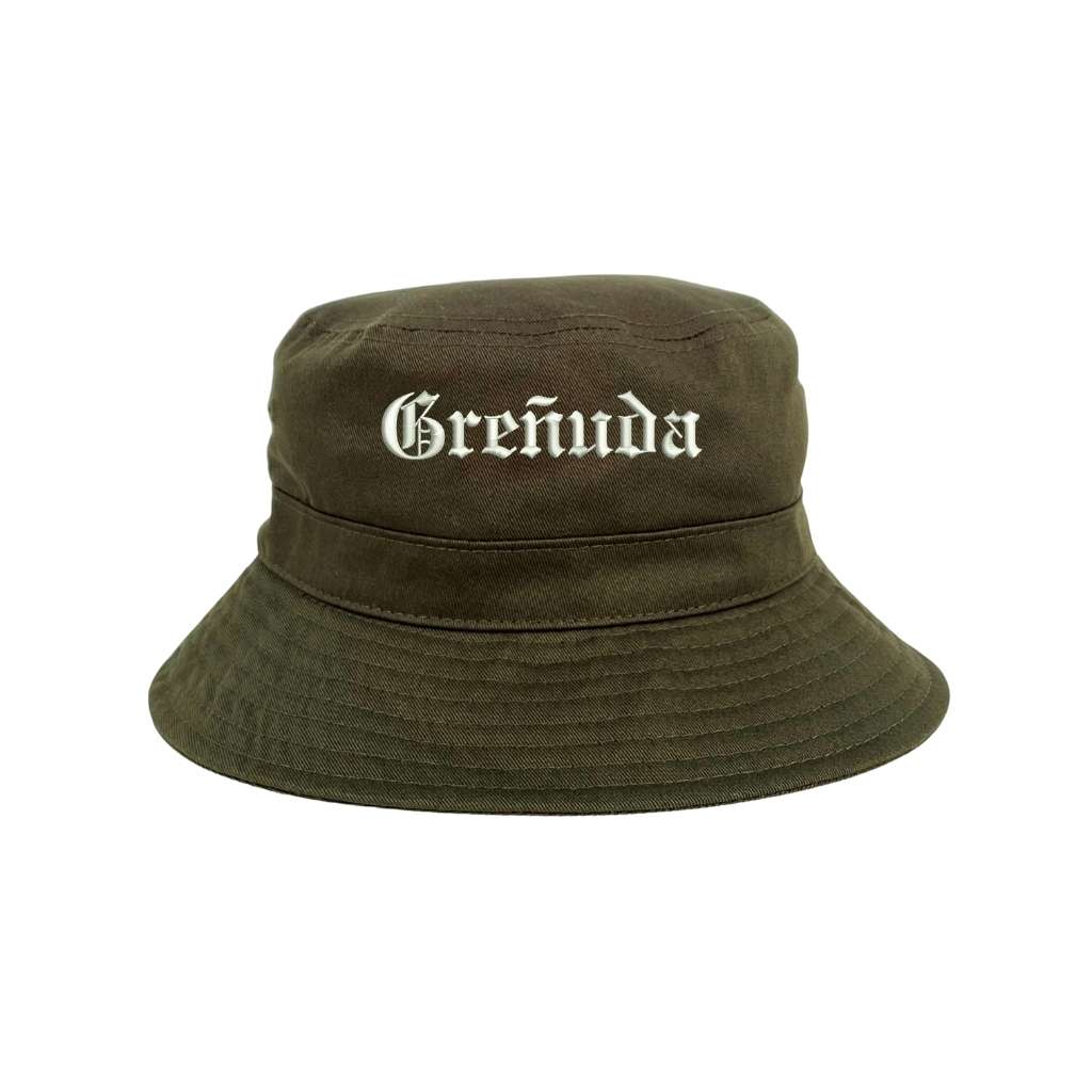 Embroidered Grenuda on olive bucket hat - DSY Lifestyle
