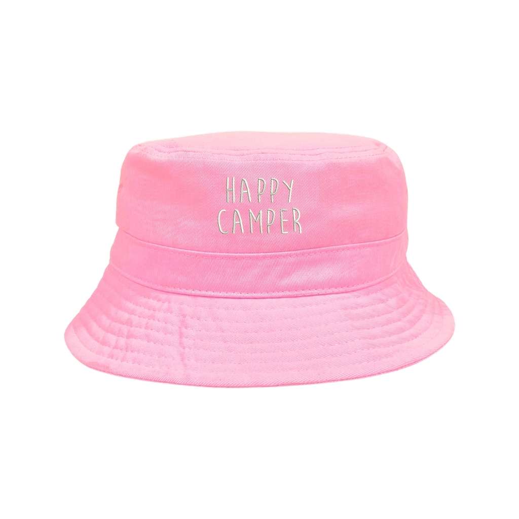 Embroidered Happy Camper on pink bucket hat - DSY Lifestyle