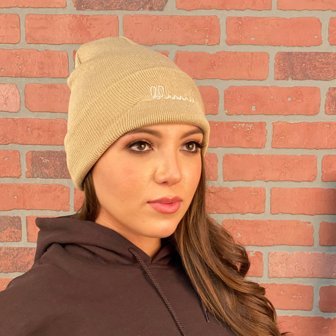Unisex Blessed Cuffed Beanie Hat, Embroidered Beanie Cap, Cuffed Beanie, Blessed Beanie Hat, Custom Embroidery, Blessed, Thanksgiving Hat, Cursive Text, Embroidered Text, Tan Beanie Cap Hat, DSY Lifestyle Beanie, Made in LA