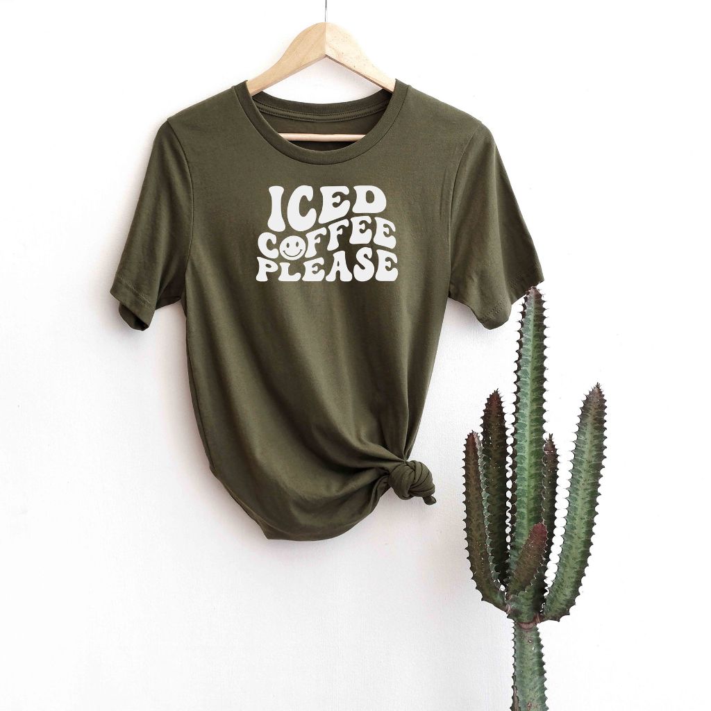 Olive shirt with Iced Coffee Please - DSY Lifestyle