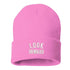 Pink Beanie embroidered with look inward in white - DSY Lifestyle
