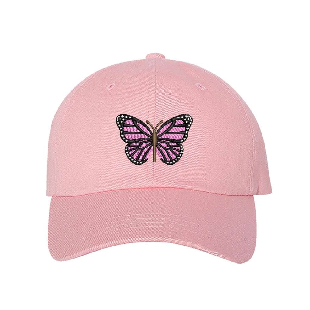 Embroidered light pink butterfly on pink baseball hat - DSY Lifestyle