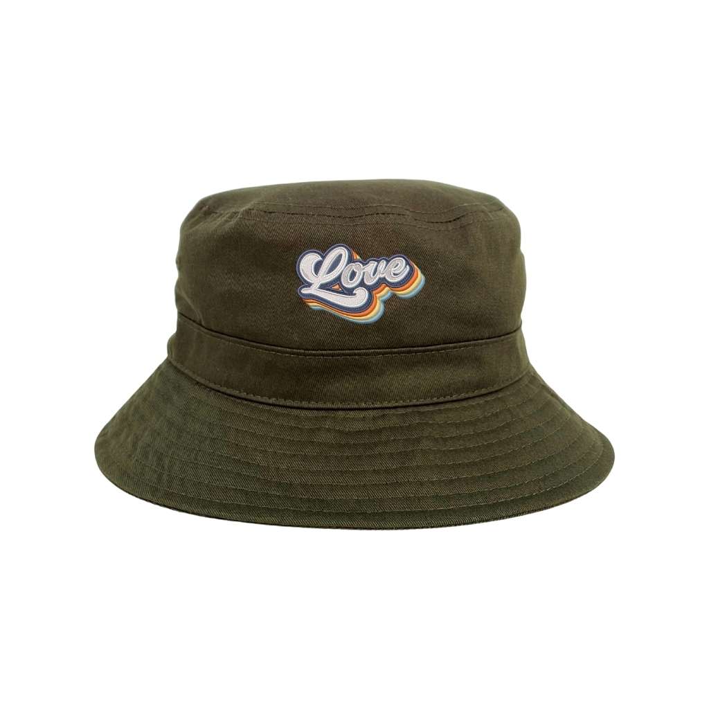 Embroidered Love on olive bucket hat - DSY Lifestyle