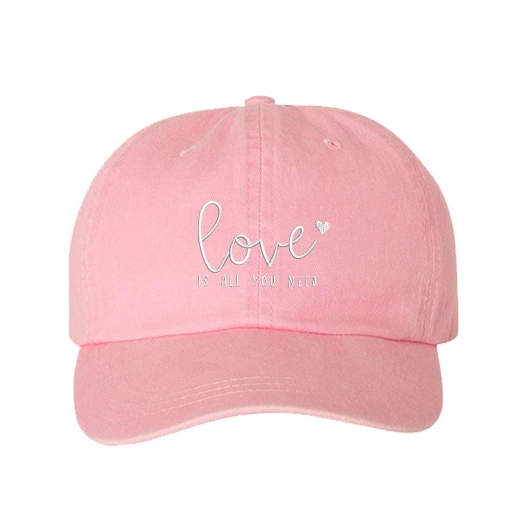 Light Pink washed hat with love is all you need embroidered in white- DSY Lifestyle