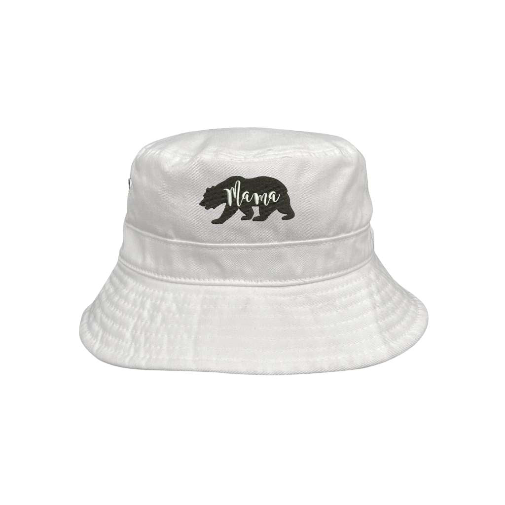 Embroidered Mama Bear on white bucket hat - DSY Lifestyle