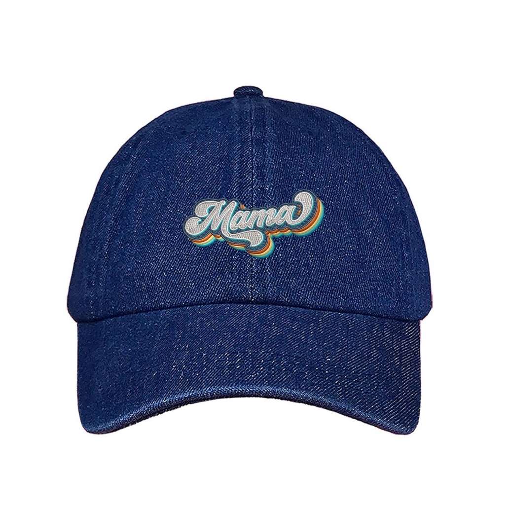 Dark denim baseball hat with Mama embroidered in a retro font - DSY Lifestyle 