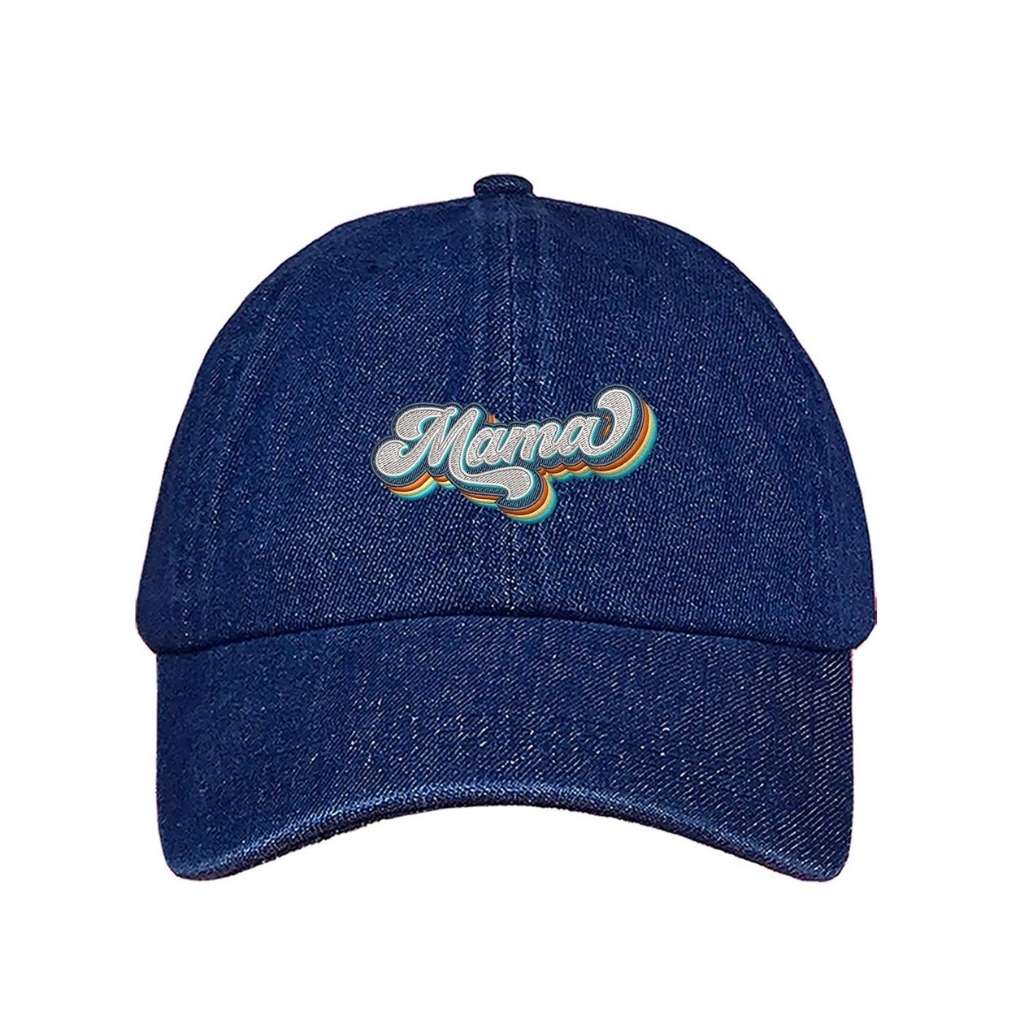 Dark denim baseball hat with Mama embroidered in a retro font - DSY Lifestyle 