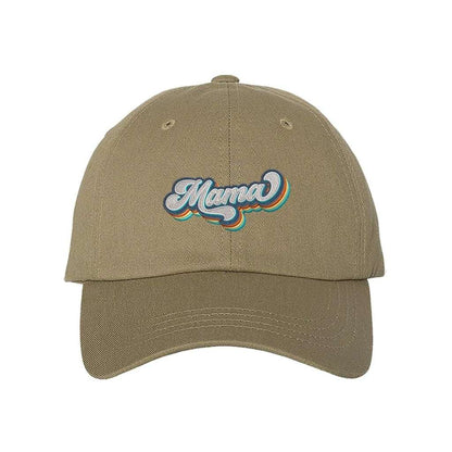 Khaki baseball hat with Mama embroidered in a retro font - DSY Lifestyle 