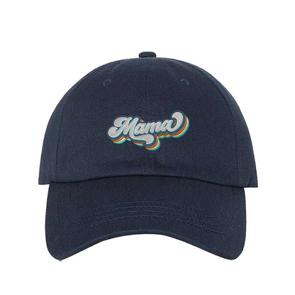 Navy blue baseball hat with Mama embroidered in a retro font - DSY Lifestyle 