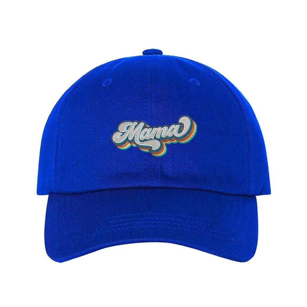 Royal blue baseball hat with Mama embroidered in a retro font - DSY Lifestyle