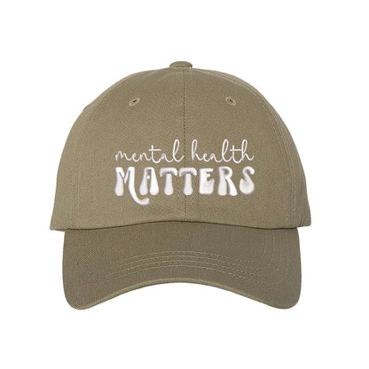 Khaki baseball cap embroidered with Mental health Matters - DSY Lifestyle