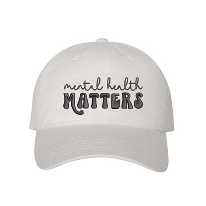White Baseball Cap embroidered with Mental Health Matters - DSY Lifestyle