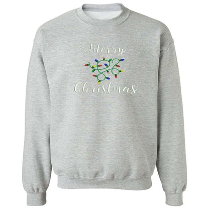 Flat lay of a gray sweatshirt with Merry Christmas embroidered in the front - DSY Lifestyle