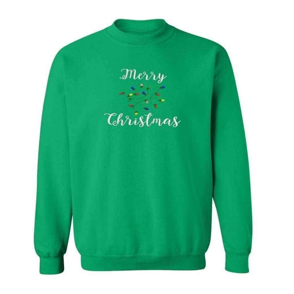 Kelly Green sweatshirt embroidered with Merry Christmas in the front - DSY Lifestyle