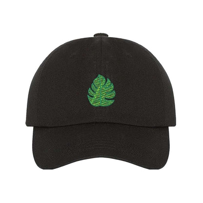 Black baseball hat with Monstera leaf embroidered in green - DSY Lifestyle