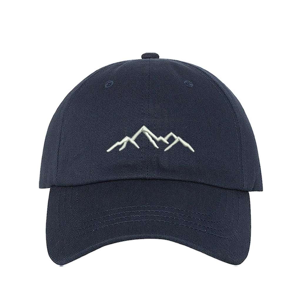 Navy blue baseball hat with mountain outline embroidered in white - DSY Lifestyle