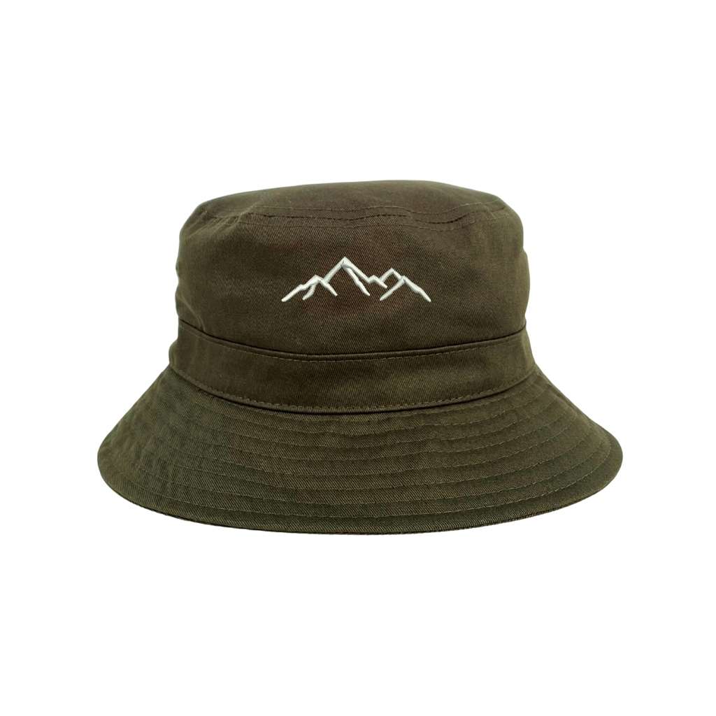 Embroidered Mountains on olive bucket hat - DSY Lifestyle