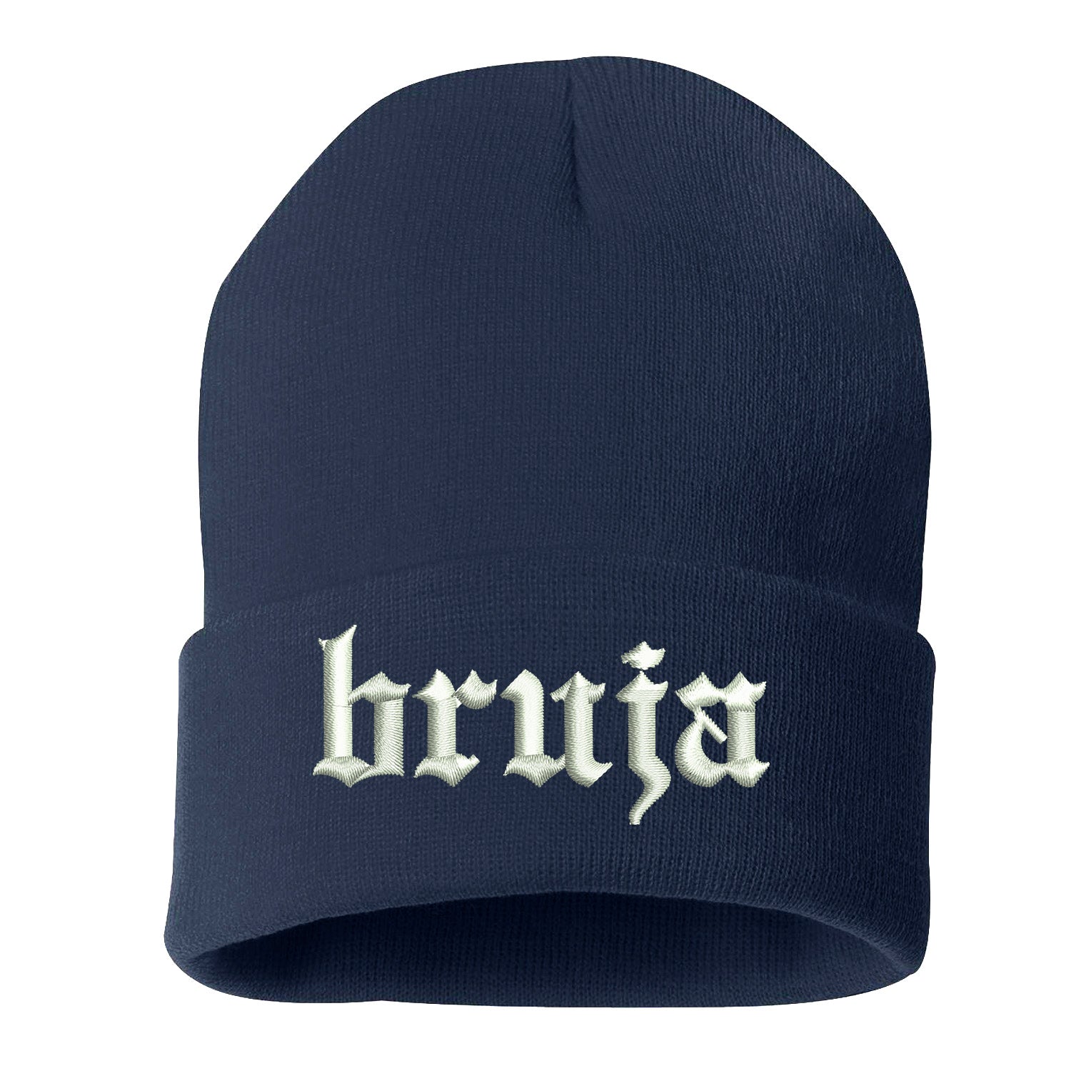 Bruja Embroidered Cuffed Beanie Cap, Beanie, Cuffed Beanie Cap, Bruja Embroidery, Embroidered Beanie Cap, Custom Embroidery, Navy Cuffed Beanie, DSY Lifestyle Beanie, Made in LA