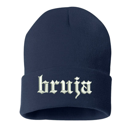 Bruja Embroidered Cuffed Beanie Cap, Beanie, Cuffed Beanie Cap, Bruja Embroidery, Embroidered Beanie Cap, Custom Embroidery, Navy Cuffed Beanie, DSY Lifestyle Beanie, Made in LA