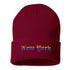 Burgundy cuffed beanie with New York embroidered in rainbow colors - DSY Lifestyle