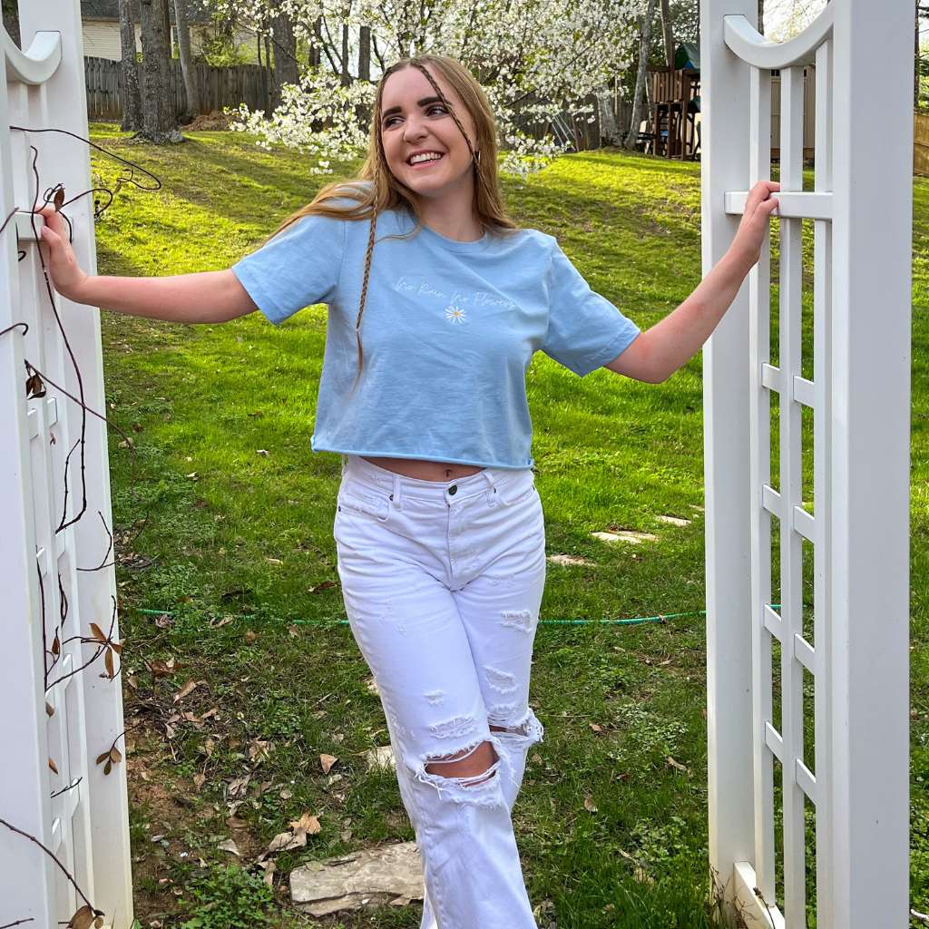 No rain no Flowers Sky Blue Crop Top - DSY Lifestyle
