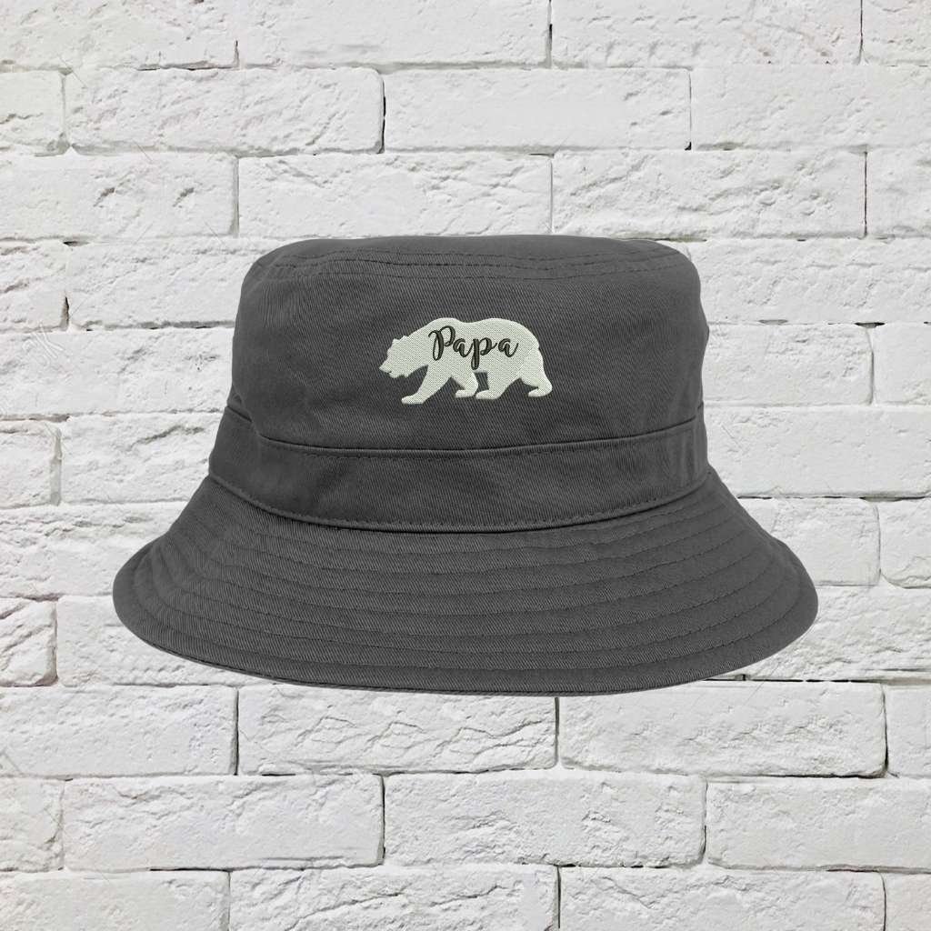 Embroidered Papa Bear on grey bucket hat - DSY Lifestyle
