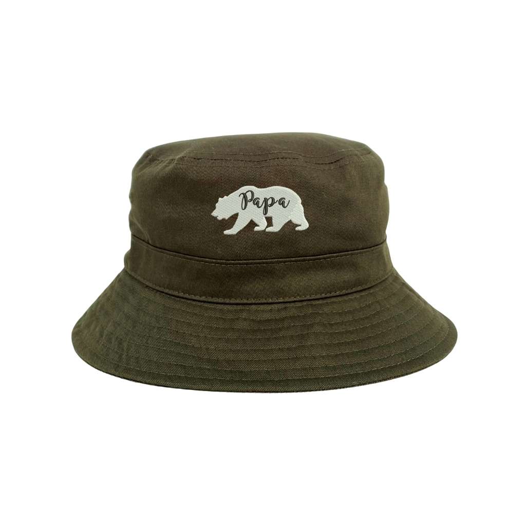 Embroidered Papa Bear on olive bucket hat - DSY Lifestyle