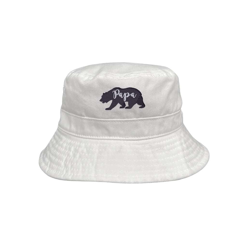 Embroidered Papa Bear on white bucket hat - DSY Lifestyle