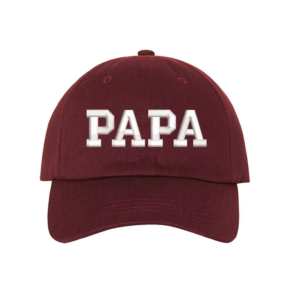 Burgundy Gray Papa Baseball Cap Hat embroidered with PAPA in the front - DSY Lifestyle
