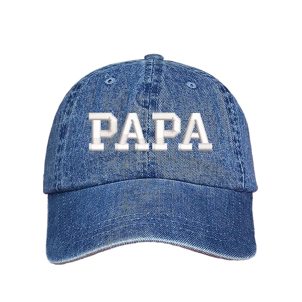 Light Denim Gray Papa Baseball Cap Hat embroidered with PAPA in the front - DSY Lifestyle