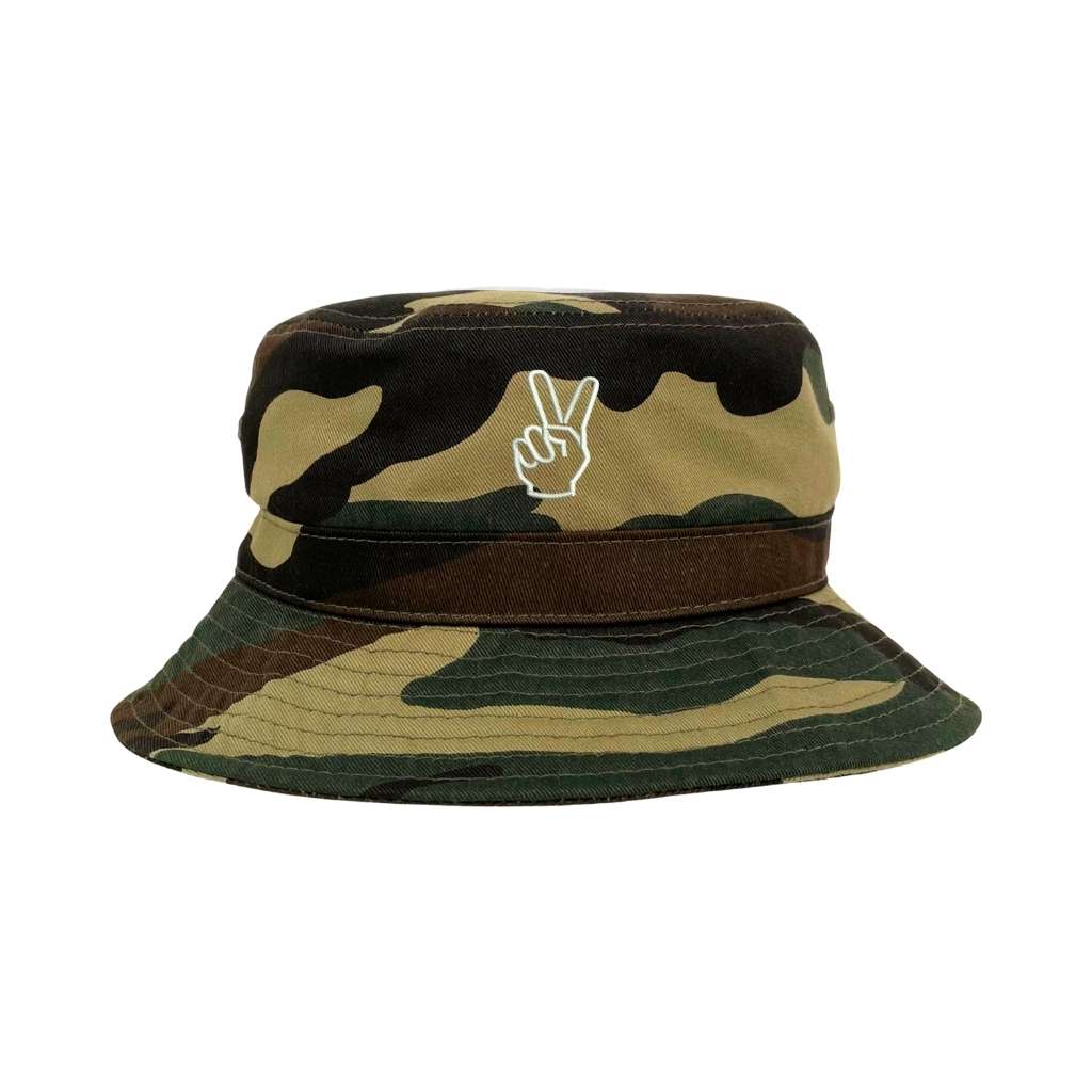 Embroidered Peace Hand on camo bucket hat - DSY Lifestyle