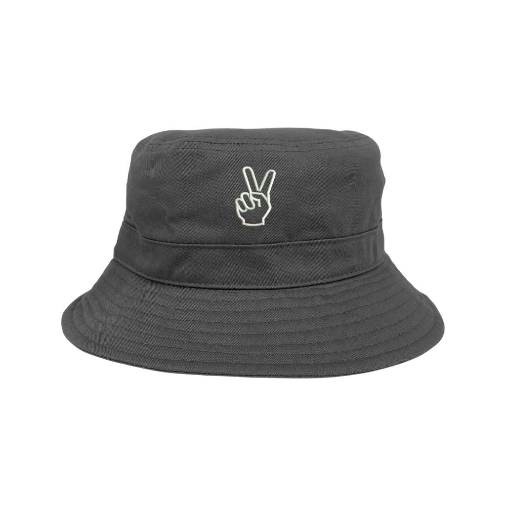 Embroidered Peace Hand on grey bucket hat - DSY Lifestyle