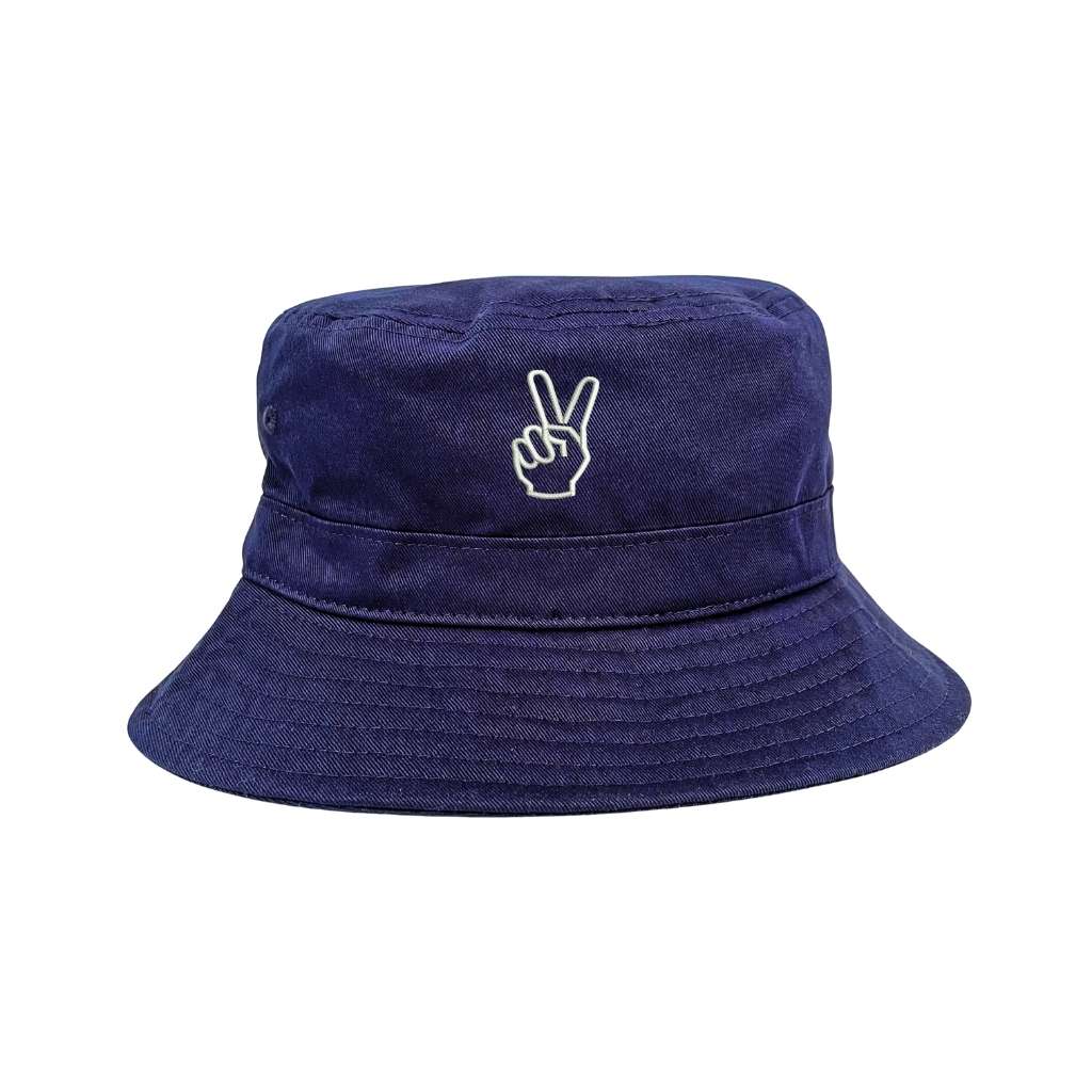 Embroidered Peace Hand on navy bucket hat - DSY Lifestyle