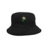 Embroidered pink rose on black bucket hat - DSY Lifestyle