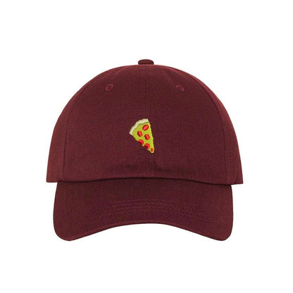 Burgundy baseball hat embroidered with a pizza emoji - DSY Lifestyle