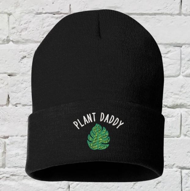 Plant Daddy Embroidered Black Beanie - DSY Lifestyle