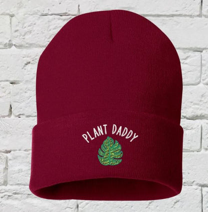 Plant Daddy Embroidered Burgundy Beanie - DSY Lifestyle